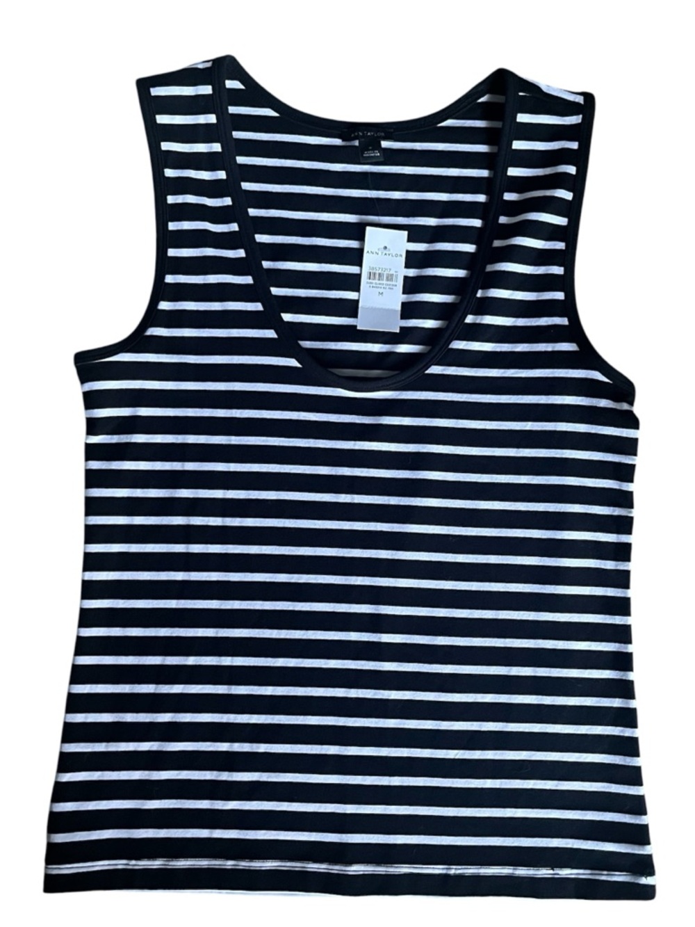 Ann Taylor Black & White Striped Tank Top